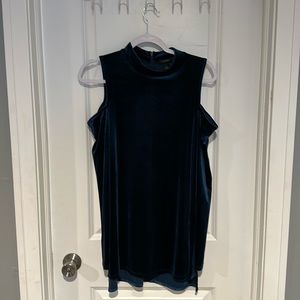 Halogen Cold Shoulder Blue Velvet Top